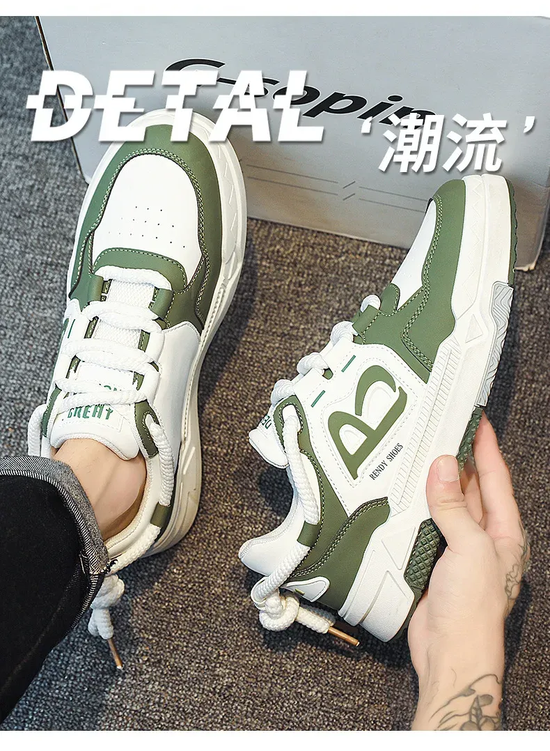 Men's Breathable White Sneakers 2025 Summer Trendy Versatile Thick Sole Sports Board Shoes for Men & Women showcase 10