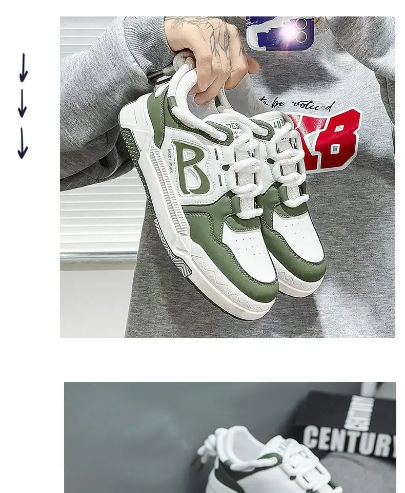 Men's Breathable White Sneakers 2025 Summer Trendy Versatile Thick Sole Sports Board Shoes for Men & Women showcase 17