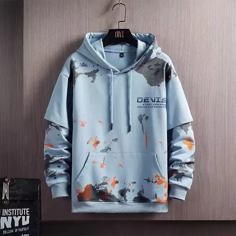 Men's Japanese Style Loose Fit Hoodie - Trendy Artistic Casual Long Sleeve Polyester for Autumn - Image 3