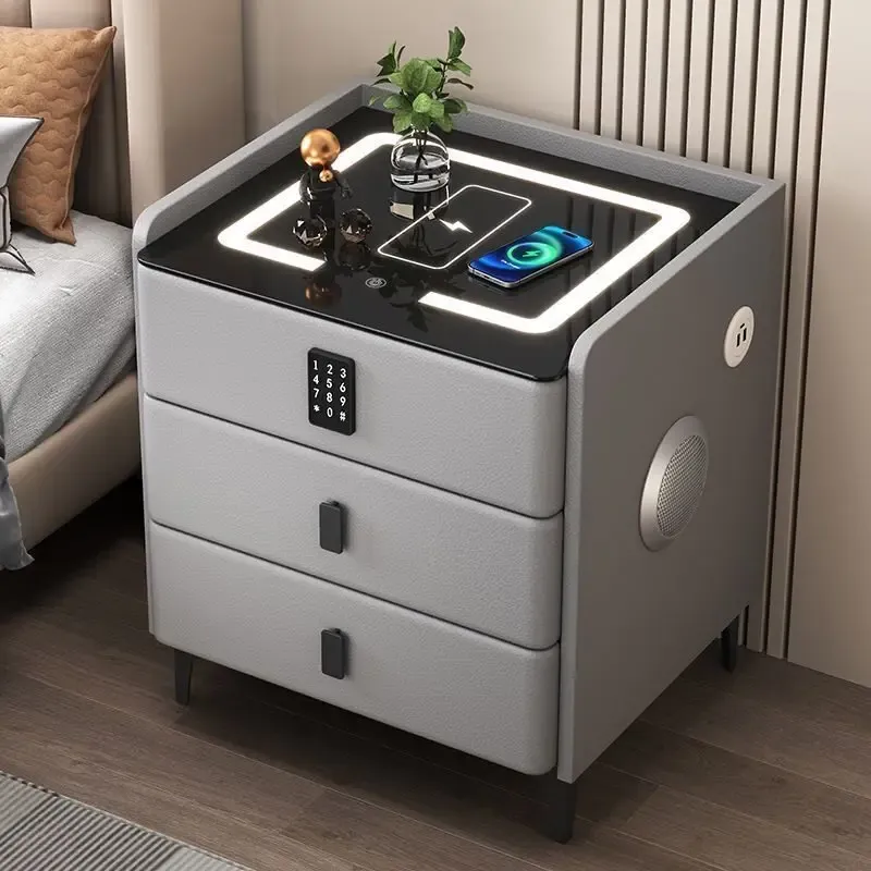 2026 Multifunctional Smart Bedroom Bedside Cabinet with Bluetooth Speaker, Luxurious Modern Nightstand, Integrated Audio for Home Decor thumbnail 4
