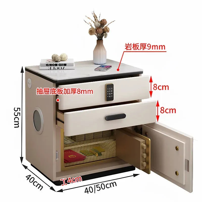 White Japanese Aesthetic Storage Nightstand with Built-in Phone Charger, Mesita De Noche for Bedroom Organization, Modern Dormitory Home Furniture thumbnail 5