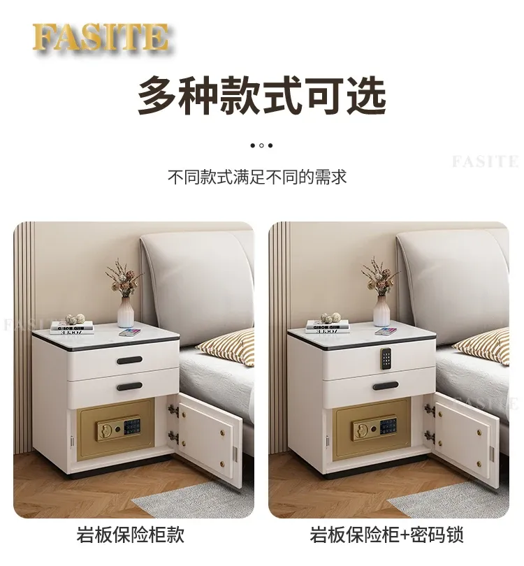 White Japanese Aesthetic Storage Nightstand with Built-in Phone Charger, Mesita De Noche for Bedroom Organization, Modern Dormitory Home Furniture showcase 13