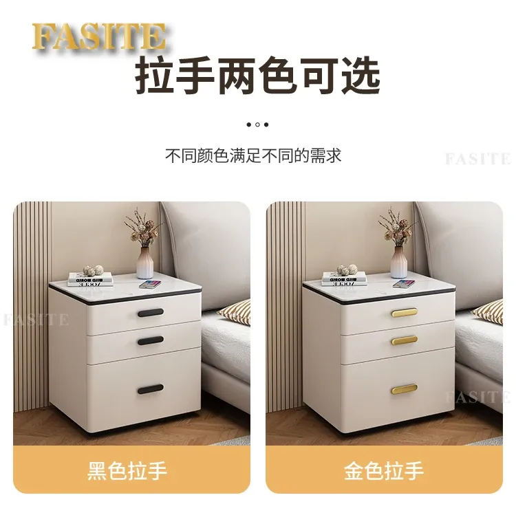 White Japanese Aesthetic Storage Nightstand with Built-in Phone Charger, Mesita De Noche for Bedroom Organization, Modern Dormitory Home Furniture showcase 17