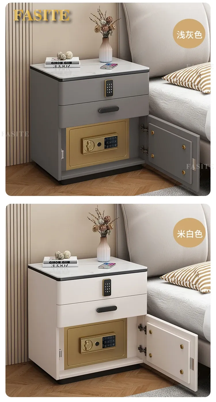 White Japanese Aesthetic Storage Nightstand with Built-in Phone Charger, Mesita De Noche for Bedroom Organization, Modern Dormitory Home Furniture showcase 19