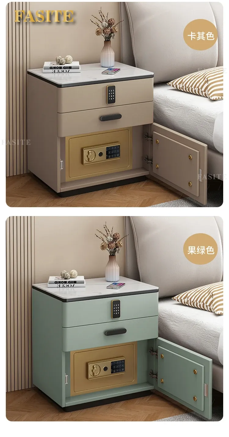 White Japanese Aesthetic Storage Nightstand with Built-in Phone Charger, Mesita De Noche for Bedroom Organization, Modern Dormitory Home Furniture showcase 20