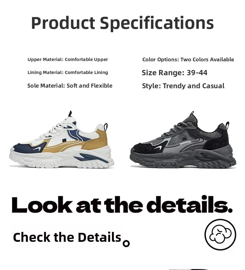 Men's Casual Running Shoes - Breathable PU Leather Low Cut Sneakers, Thick Sole, All-Season Comfort for Students & Adults showcase 2