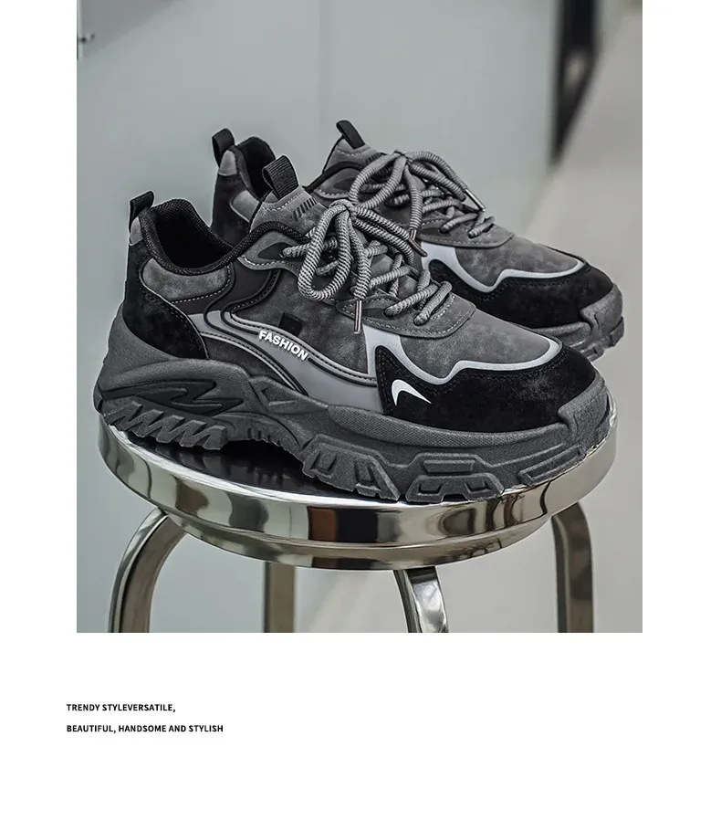 Men's Casual Running Shoes - Breathable PU Leather Low Cut Sneakers, Thick Sole, All-Season Comfort for Students & Adults showcase 14