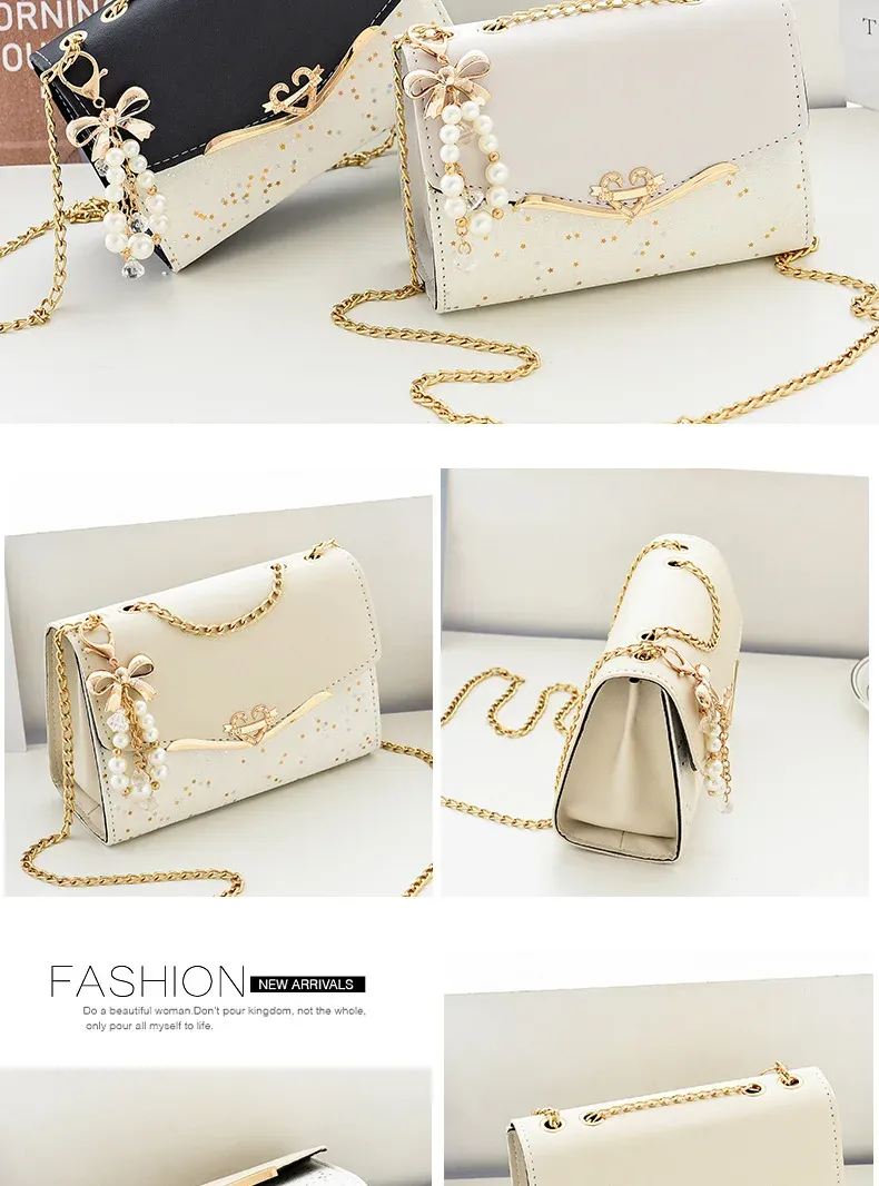 Women's Fashion Sequin Shoulder Bag with Bow Pendant Chain - Korean Ins Style Small Square Bag for Parties & Everyday showcase 9