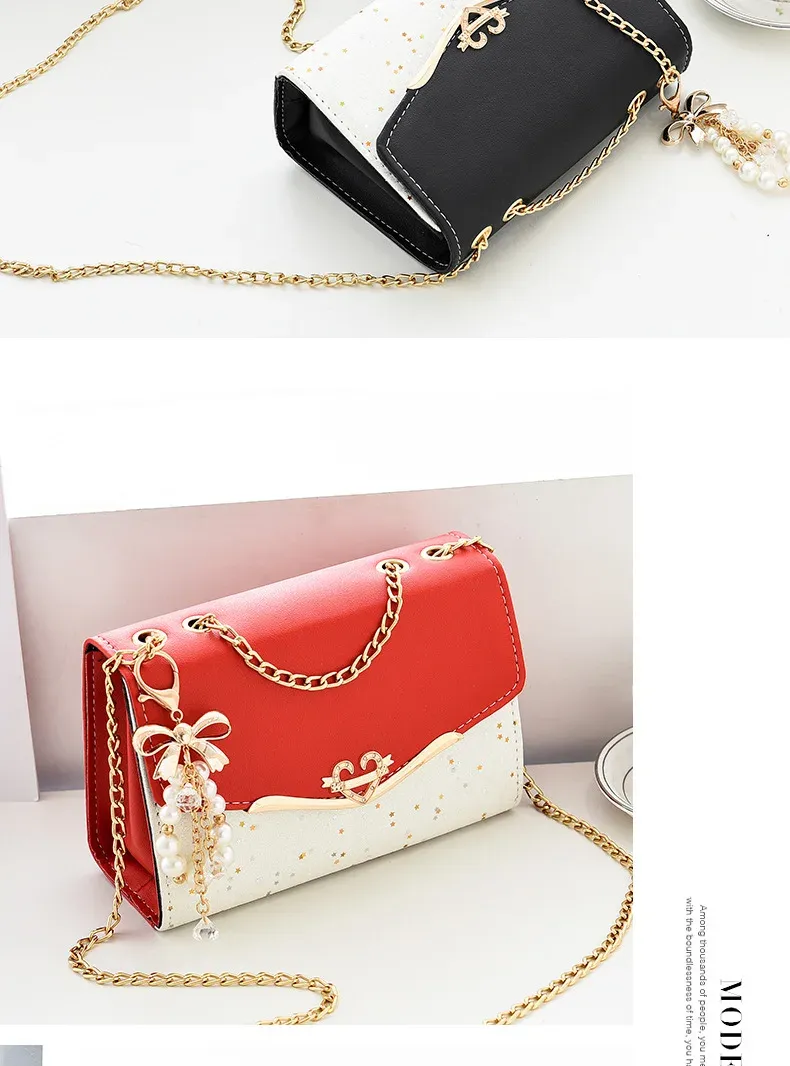 Women's Fashion Sequin Shoulder Bag with Bow Pendant Chain - Korean Ins Style Small Square Bag for Parties & Everyday showcase 12
