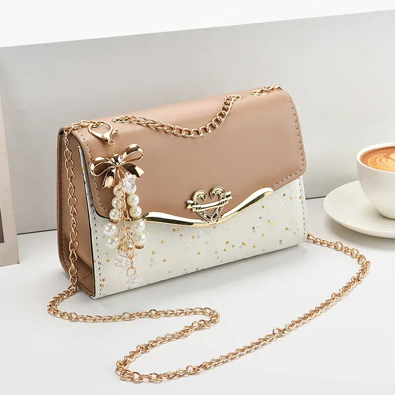 Women's Fashion Sequin Shoulder Bag with Bow Pendant Chain - Korean Ins Style Small Square Bag for Parties & Everyday showcase 14