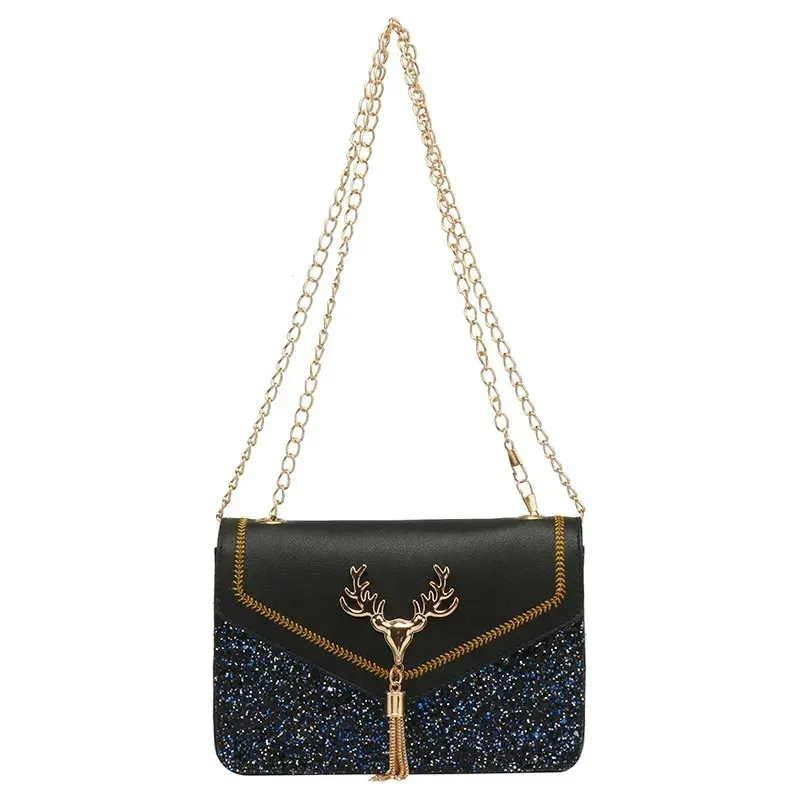 Luxury Deer Head PU Leather Shoulder Bag for Women, Fashionable Chain Underarm Handbag, Small Square Design for Casual Outings & Shopping showcase 6