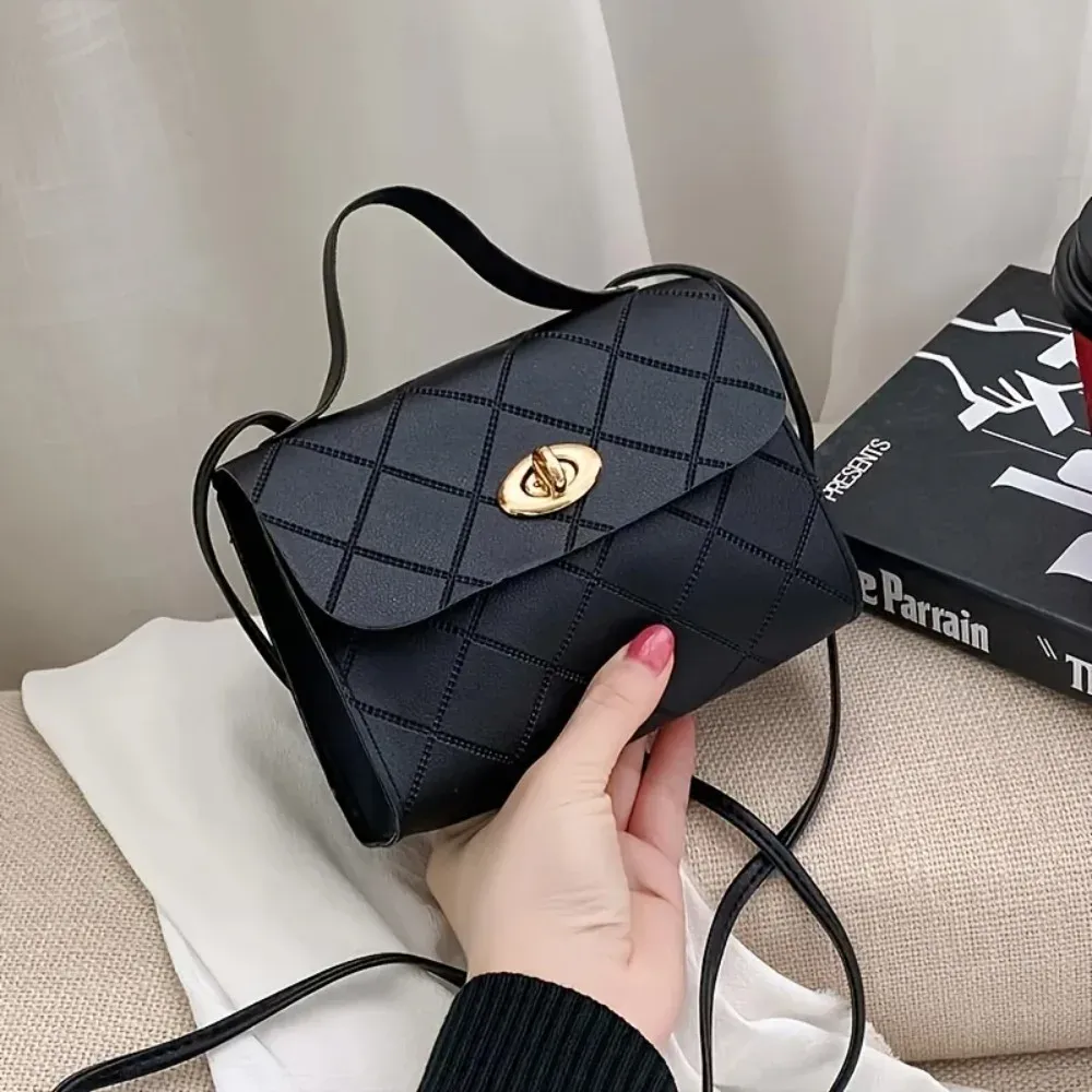 Korean Style Diamond Quilted Square Bag for Women, Trendy Top Handle Crossbody Bag with Chain, Fashionable Shoulder Purse for Evening Outings and Daily Use thumbnail 2
