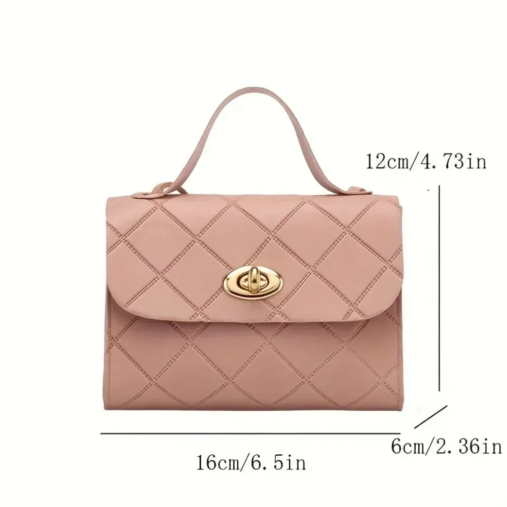 Korean Style Diamond Quilted Square Bag for Women, Trendy Top Handle Crossbody Bag with Chain, Fashionable Shoulder Purse for Evening Outings and Daily Use thumbnail 3