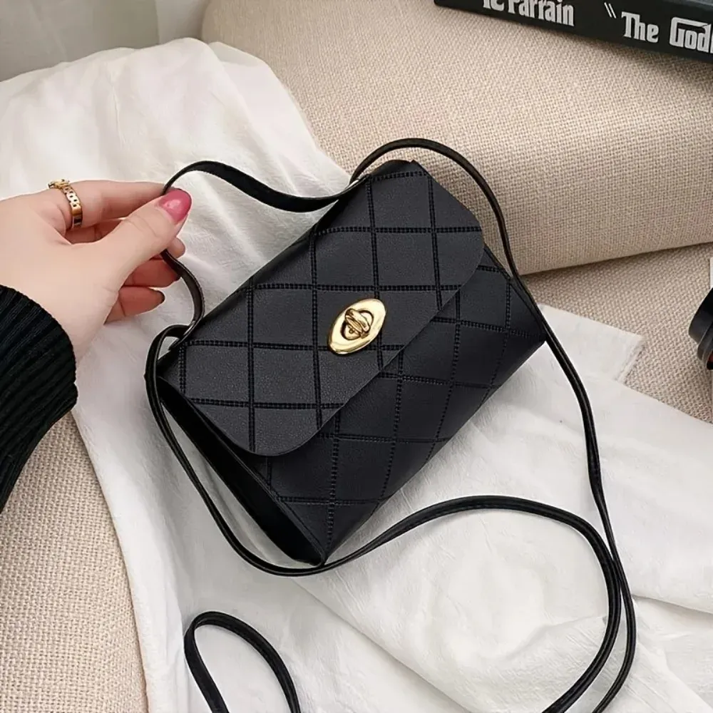 Korean Style Diamond Quilted Square Bag for Women, Trendy Top Handle Crossbody Bag with Chain, Fashionable Shoulder Purse for Evening Outings and Daily Use thumbnail 5