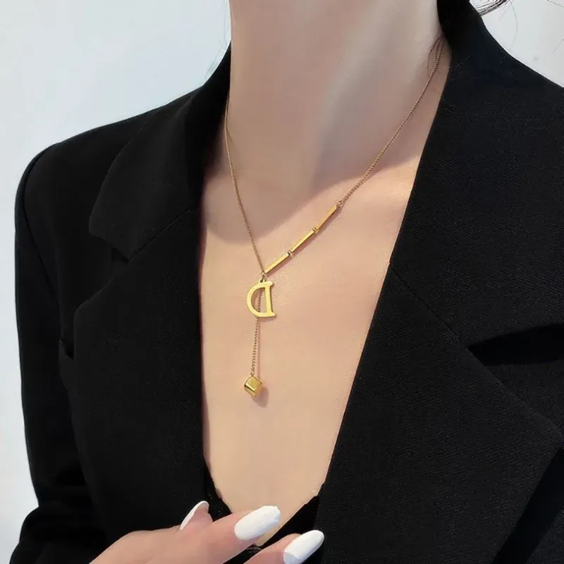 26 Alphabet Initial Letter Necklace for Women - Gold Color Stainless Steel Pendant Choker Clavicle Chain Fashion Jewelry thumbnail 5