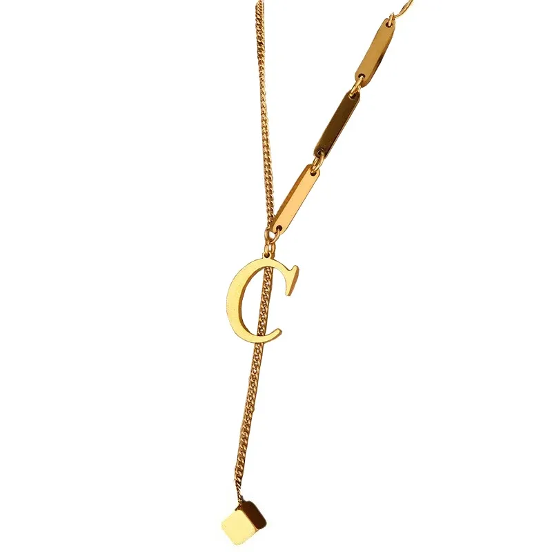 26 Alphabet Initial Letter Necklace for Women - Gold Color Stainless Steel Pendant Choker Clavicle Chain Fashion Jewelry thumbnail 6