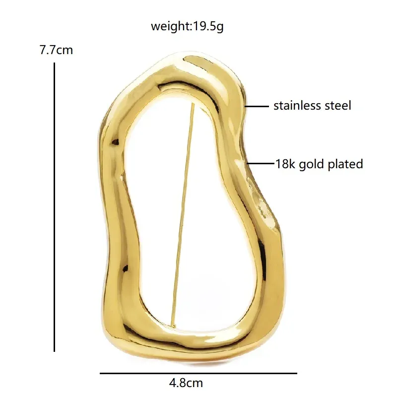 Wuli&baby Stainless Steel Large Circle Brooch Pin for Women & Men, Versatile Geometric Design, Perfect Gift Accessory showcase 3