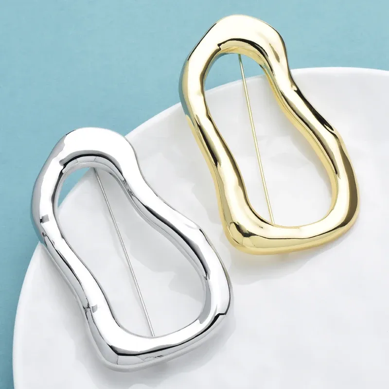 Wuli&baby Stainless Steel Large Circle Brooch Pin for Women & Men, Versatile Geometric Design, Perfect Gift Accessory - Image 4