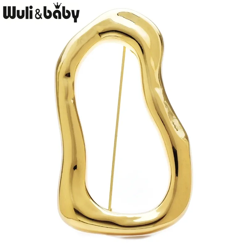 Wuli&baby Stainless Steel Large Circle Brooch Pin for Women & Men, Versatile Geometric Design, Perfect Gift Accessory showcase 1