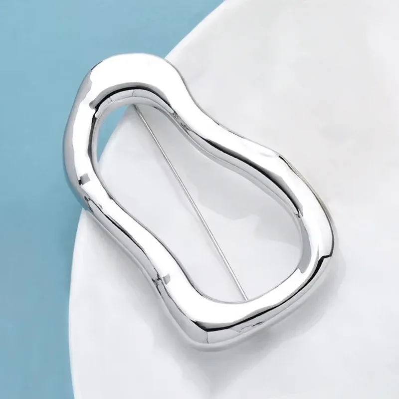 Wuli&baby Stainless Steel Large Circle Brooch Pin for Women & Men, Versatile Geometric Design, Perfect Gift Accessory - Image 6