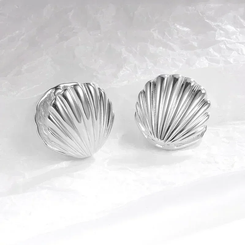 Trendy Ocean Shell Texture Stud Earrings for Women - Unique Personalized Daily Wear Fashion Jewelry Accessories thumbnail 4