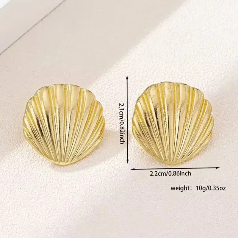 Trendy Ocean Shell Texture Stud Earrings for Women - Unique Personalized Daily Wear Fashion Jewelry Accessories thumbnail 6