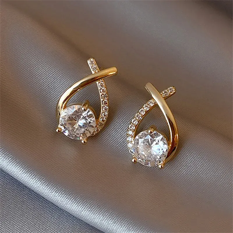 SKEDS Korean Style Elegant Crystal Cross Stud Earrings for Women & Girls | Fashionable Fishtail Design | Dazzling Crystal Jewelry | Perfect Gift for Her - Image 3