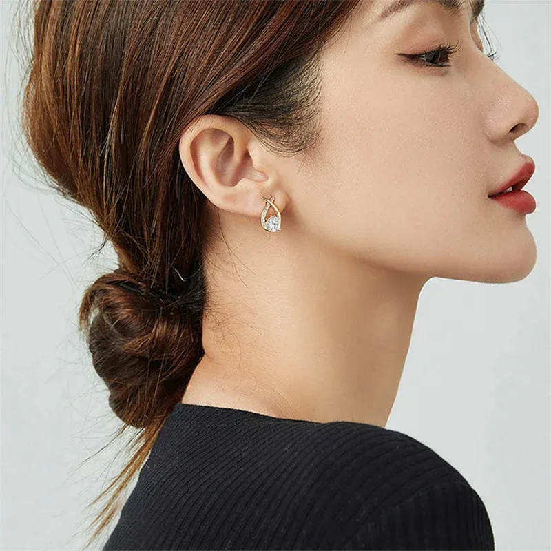 SKEDS Korean Style Elegant Crystal Cross Stud Earrings for Women & Girls | Fashionable Fishtail Design | Dazzling Crystal Jewelry | Perfect Gift for Her - Image 4