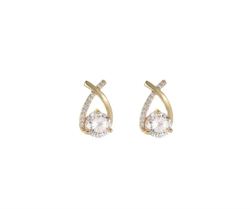 SKEDS Korean Style Elegant Crystal Cross Stud Earrings for Women & Girls | Fashionable Fishtail Design | Dazzling Crystal Jewelry | Perfect Gift for Her - Image 5