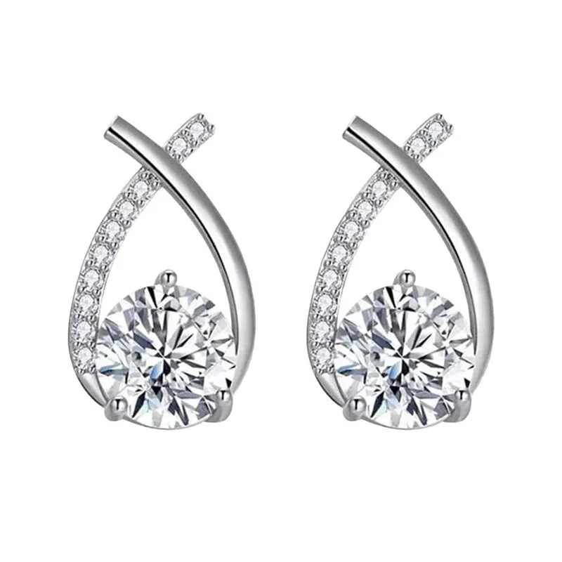 SKEDS Korean Style Elegant Crystal Cross Stud Earrings for Women & Girls | Fashionable Fishtail Design | Dazzling Crystal Jewelry | Perfect Gift for Her - Image 6