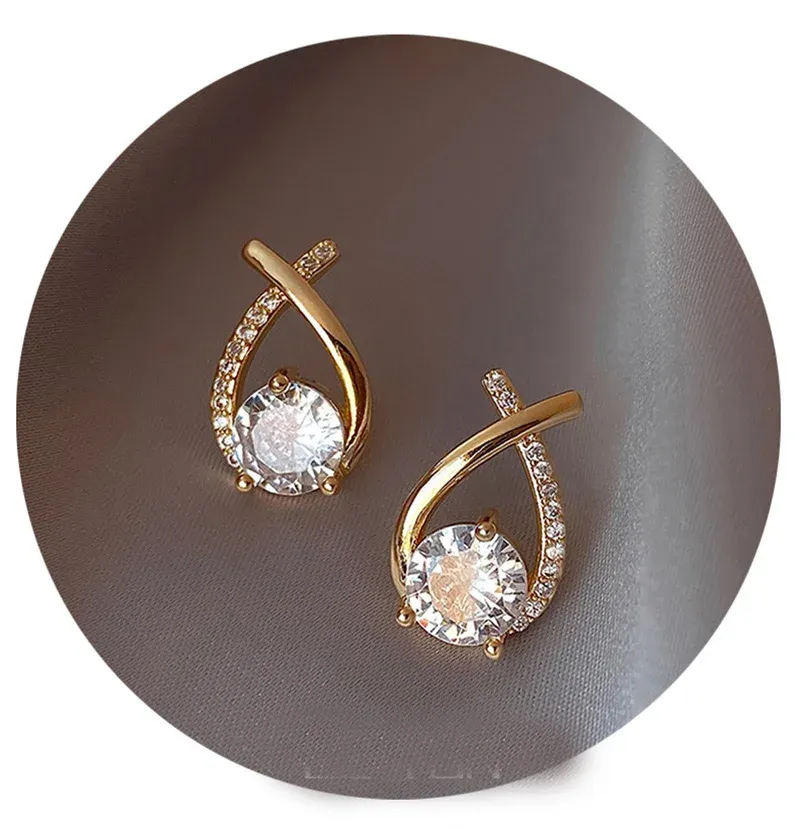 SKEDS Korean Style Elegant Crystal Cross Stud Earrings for Women & Girls | Fashionable Fishtail Design | Dazzling Crystal Jewelry | Perfect Gift for Her showcase 7