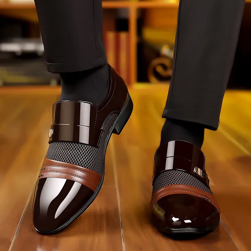 Men's Luxury Oxford Dress Shoes - Pointed Toe Leather Business & Wedding Shoes, Classic Business Style, Available in Big Sizes 38-48 - Image 4