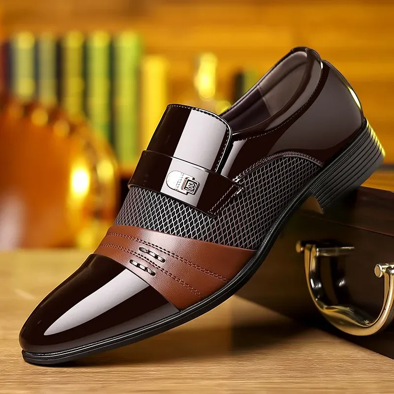 Men's Luxury Oxford Dress Shoes - Pointed Toe Leather Business & Wedding Shoes, Classic Business Style, Available in Big Sizes 38-48 - Image 1