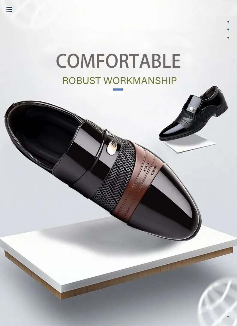 Men's Luxury Oxford Dress Shoes - Pointed Toe Leather Business & Wedding Shoes, Classic Business Style, Available in Big Sizes 38-48 showcase 3