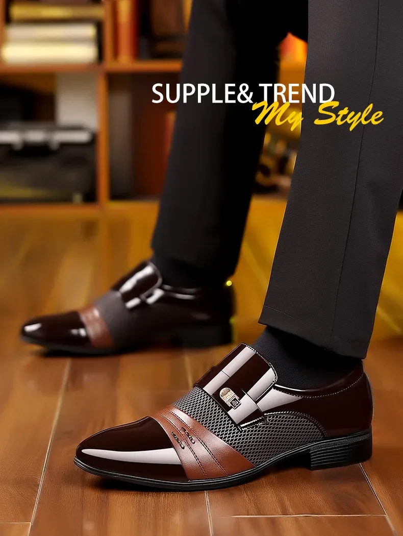 Men's Luxury Oxford Dress Shoes - Pointed Toe Leather Business & Wedding Shoes, Classic Business Style, Available in Big Sizes 38-48 showcase 7