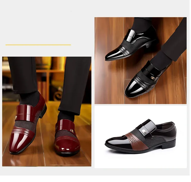Men's Luxury Oxford Dress Shoes - Pointed Toe Leather Business & Wedding Shoes, Classic Business Style, Available in Big Sizes 38-48 showcase 9