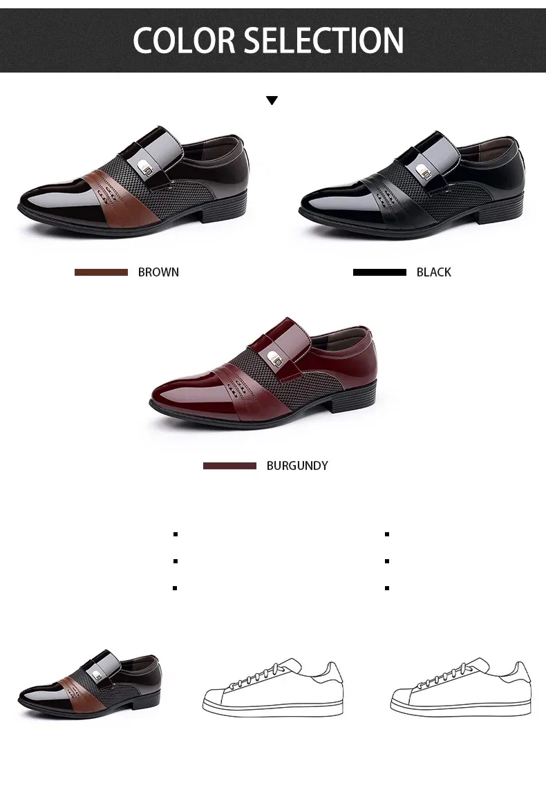 Men's Luxury Oxford Dress Shoes - Pointed Toe Leather Business & Wedding Shoes, Classic Business Style, Available in Big Sizes 38-48 showcase 10