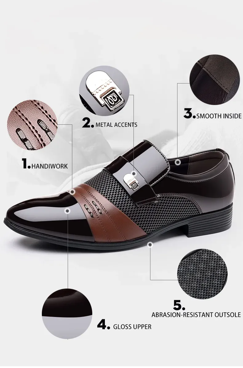 Men's Luxury Oxford Dress Shoes - Pointed Toe Leather Business & Wedding Shoes, Classic Business Style, Available in Big Sizes 38-48 showcase 11