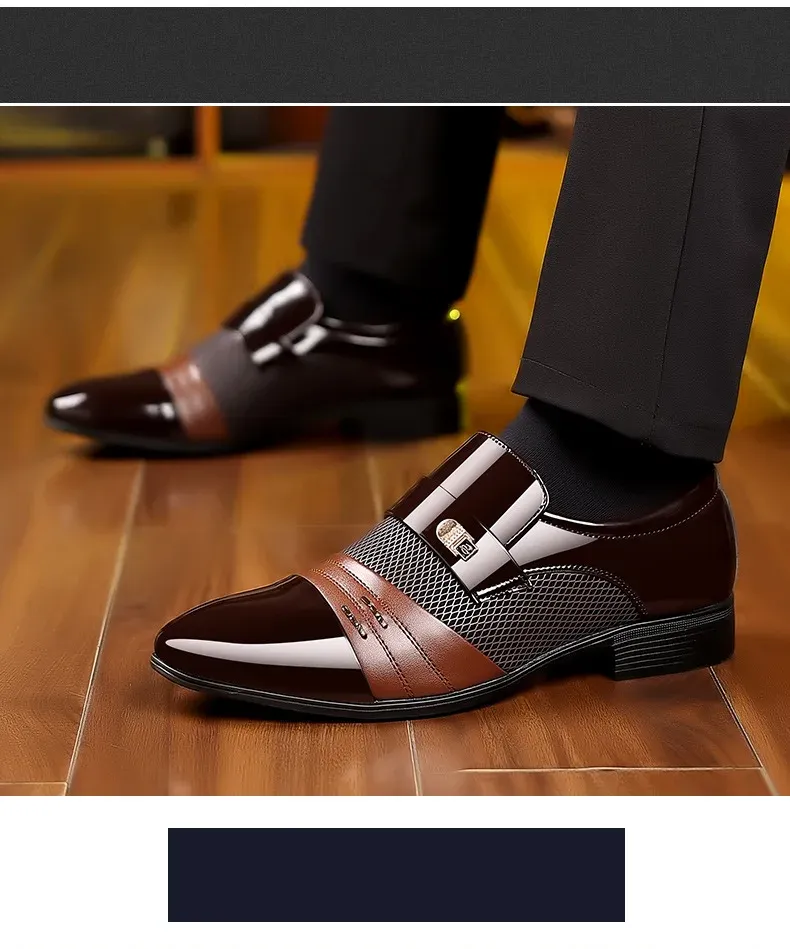 Men's Luxury Oxford Dress Shoes - Pointed Toe Leather Business & Wedding Shoes, Classic Business Style, Available in Big Sizes 38-48 showcase 15