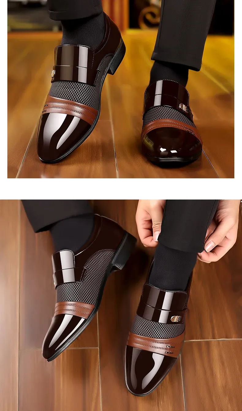 Men's Luxury Oxford Dress Shoes - Pointed Toe Leather Business & Wedding Shoes, Classic Business Style, Available in Big Sizes 38-48 showcase 16