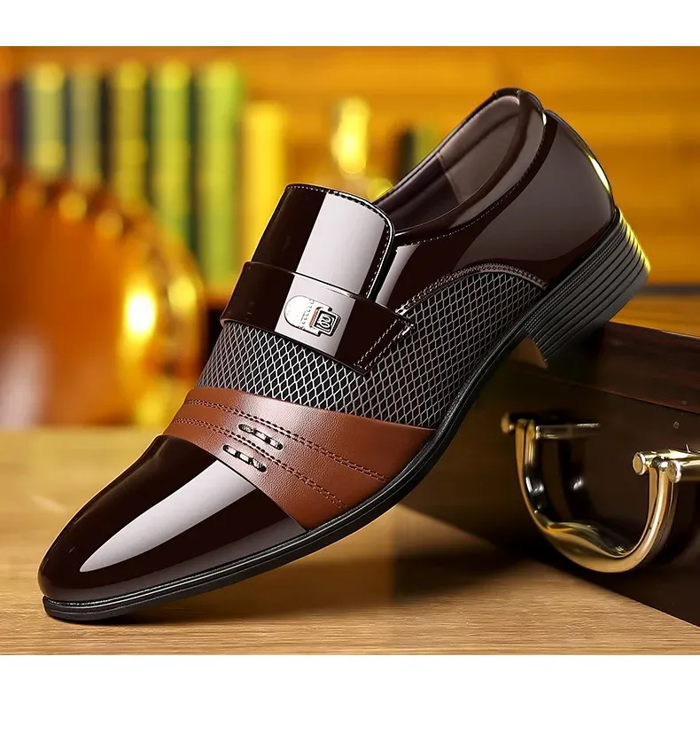 Men's Luxury Oxford Dress Shoes - Pointed Toe Leather Business & Wedding Shoes, Classic Business Style, Available in Big Sizes 38-48 showcase 17