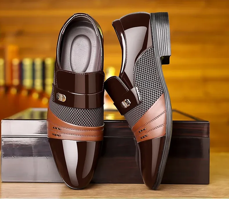 Men's Luxury Oxford Dress Shoes - Pointed Toe Leather Business & Wedding Shoes, Classic Business Style, Available in Big Sizes 38-48 showcase 18