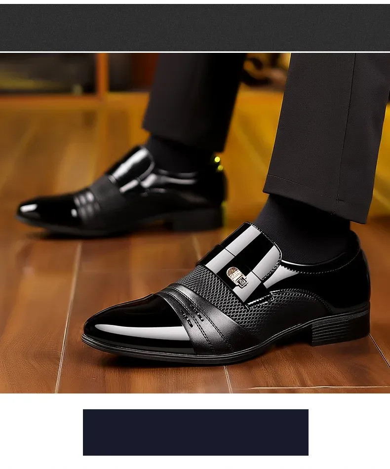 Men's Luxury Oxford Dress Shoes - Pointed Toe Leather Business & Wedding Shoes, Classic Business Style, Available in Big Sizes 38-48 showcase 19