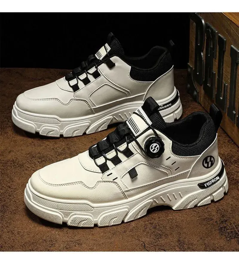 Men's Casual Leather Sneakers - Comfortable Soft Breathable Walking Shoes for Summer, Stylish Board Shoes for Men showcase 10