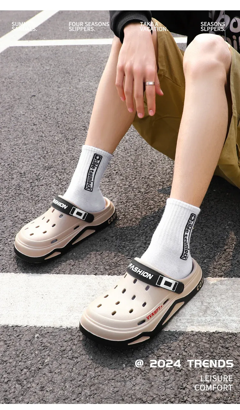 Men's Summer Breathable EVA Hole Shoes Sandals - Non-slip Portable Fashion Beach Slippers for Outdoor Casual Wear showcase 14