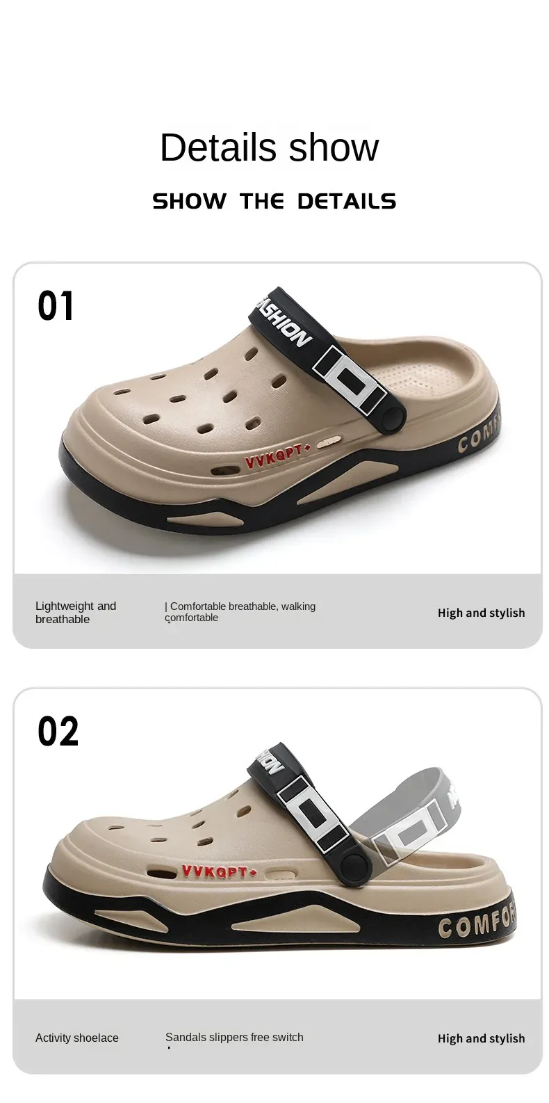 Men's Summer Breathable EVA Hole Shoes Sandals - Non-slip Portable Fashion Beach Slippers for Outdoor Casual Wear showcase 15