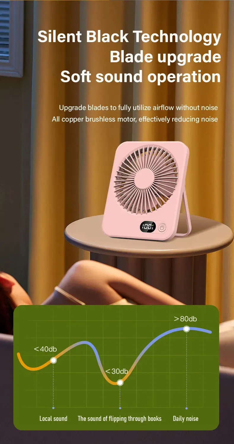 Ultra Quiet Foldable Desktop Fan - Mini Portable USB Fan for Office, Home, Travel - Compact & Efficient Cooling Solution showcase 9