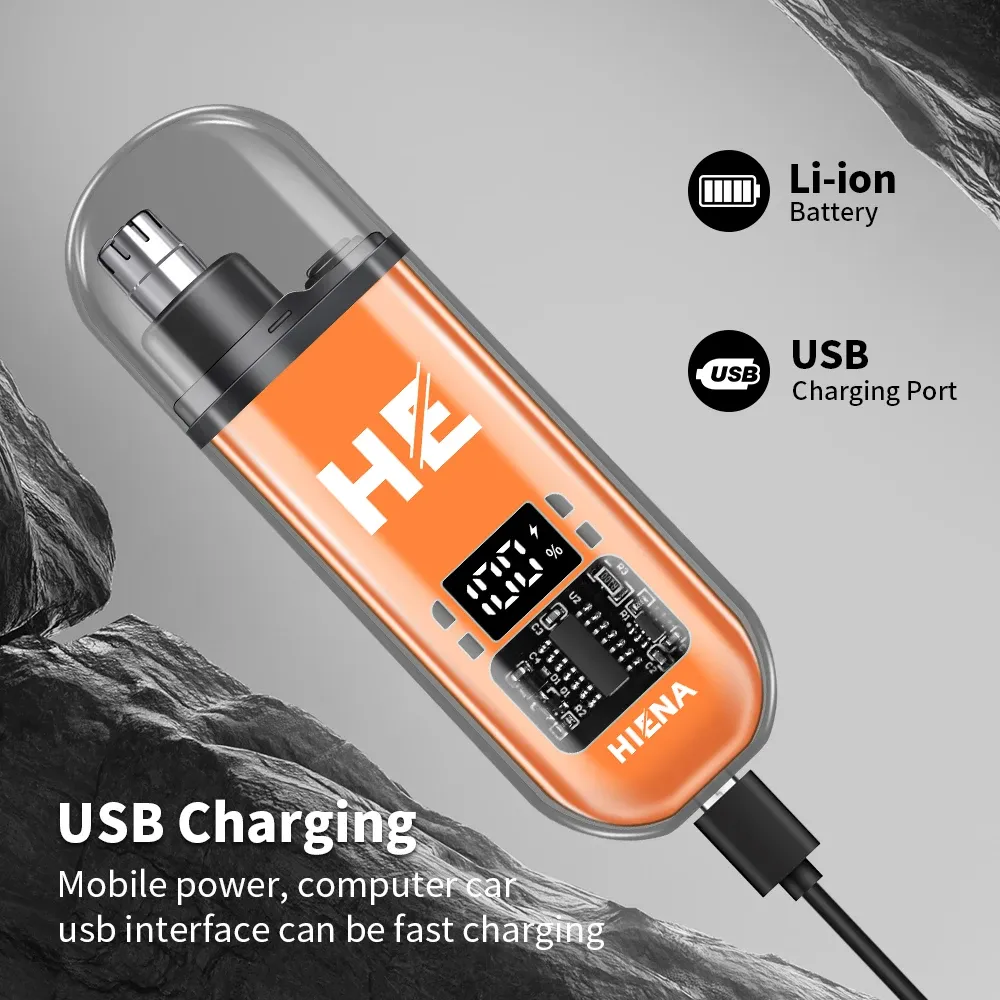HIENA Rechargeable Electric Nose Hair Trimmer for Men & Women, Portable Mini Personal Care Grooming Device with USB Cable, Easy to Clean Cutter Head thumbnail 4