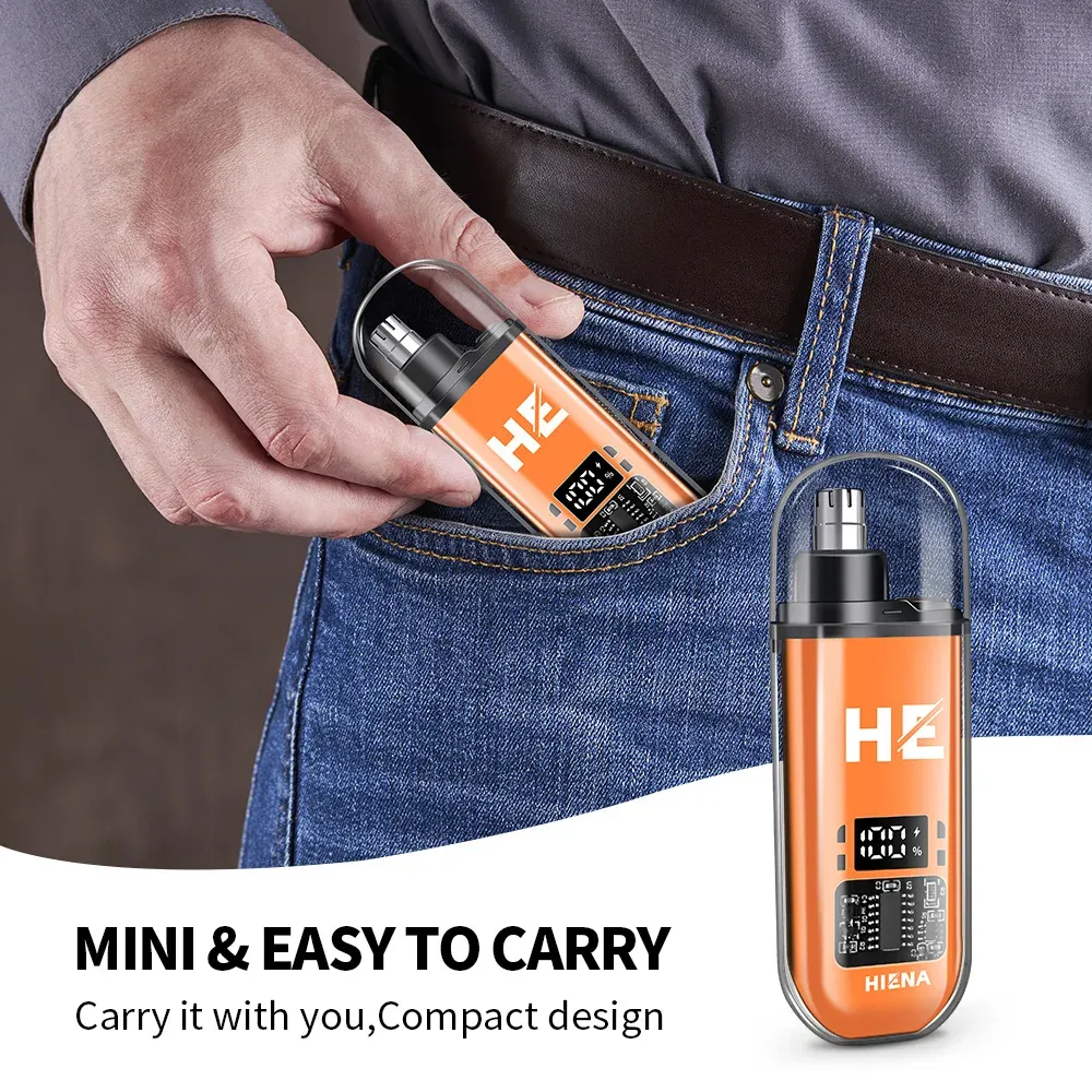 HIENA Rechargeable Electric Nose Hair Trimmer for Men & Women, Portable Mini Personal Care Grooming Device with USB Cable, Easy to Clean Cutter Head thumbnail 6