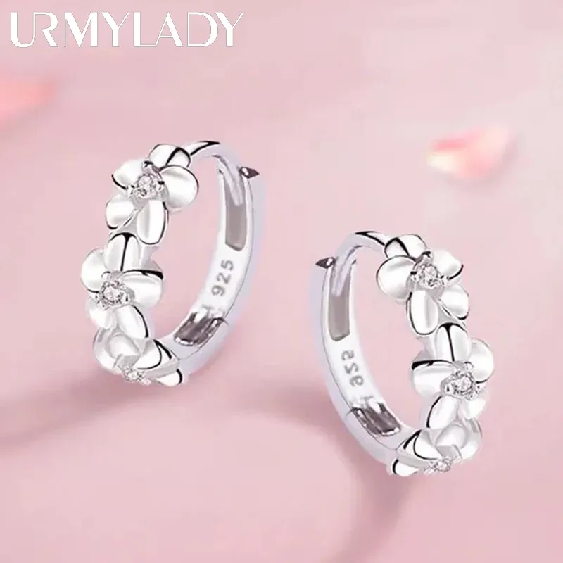 925 Sterling Silver Flower Stud Earrings for Women - Elegant Crystal Zircon Wedding Jewelry, Cute Fashion Accessory - Image 1
